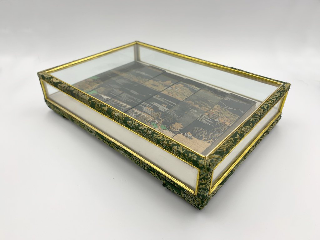 中国古墨 北京一得閣製墨 頤和園 中国書画墨 6点セット 書道具 習字 ガラス製箱付 未使用品 現状品 ◎