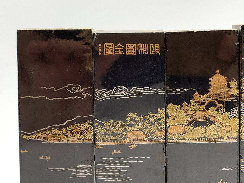 中国古墨 北京一得閣製墨 頤和園 中国書画墨 6点セット 書道具 習字 ガラス製箱付 未使用品 現状品 ◎