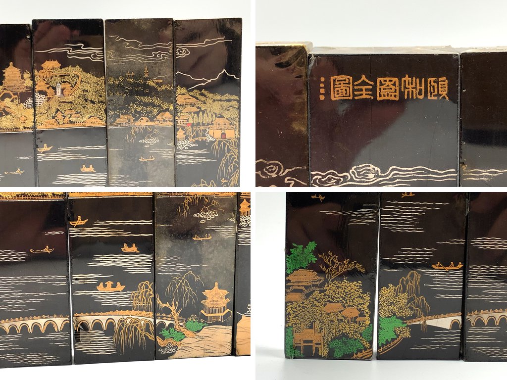 中国古墨 北京一得閣製墨 頤和園 中国書画墨 6点セット 書道具 習字 ガラス製箱付 未使用品 現状品 ◎