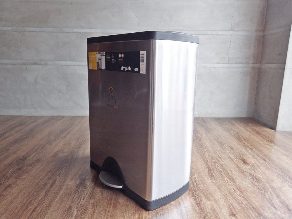 シンプルヒューマン simplehuman ダストボックス ステンレス レクタンギュラー ステップカン 仕切り ポケット 46L CW1830 ペダル開閉式 シルバー ♪