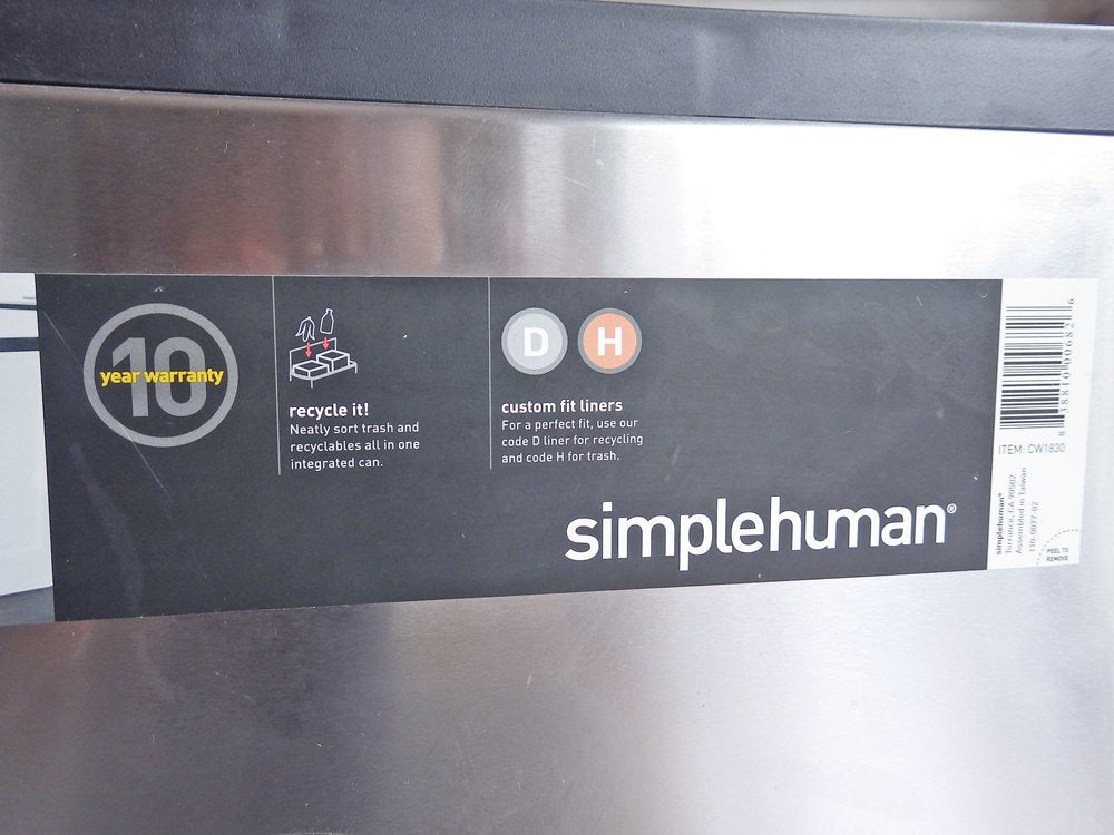 シンプルヒューマン simplehuman ダストボックス ステンレス レクタンギュラー ステップカン 仕切り ポケット 46L CW1830 ペダル開閉式 シルバー ♪