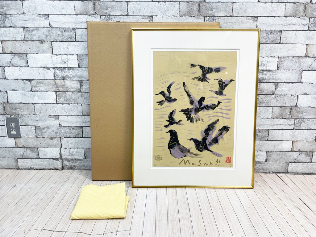 池田満寿夫 リトグラフ 善光寺の鳩 版画 額装品 7/100 ●