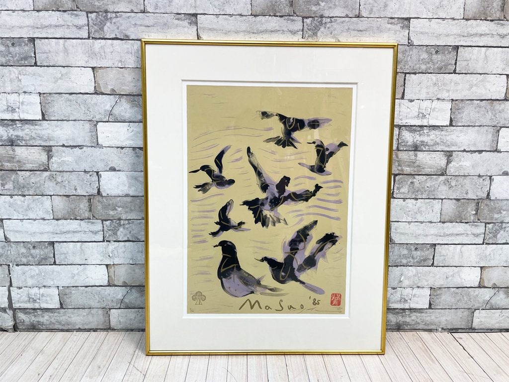 池田満寿夫 リトグラフ 善光寺の鳩 版画 額装品 7/100 ●