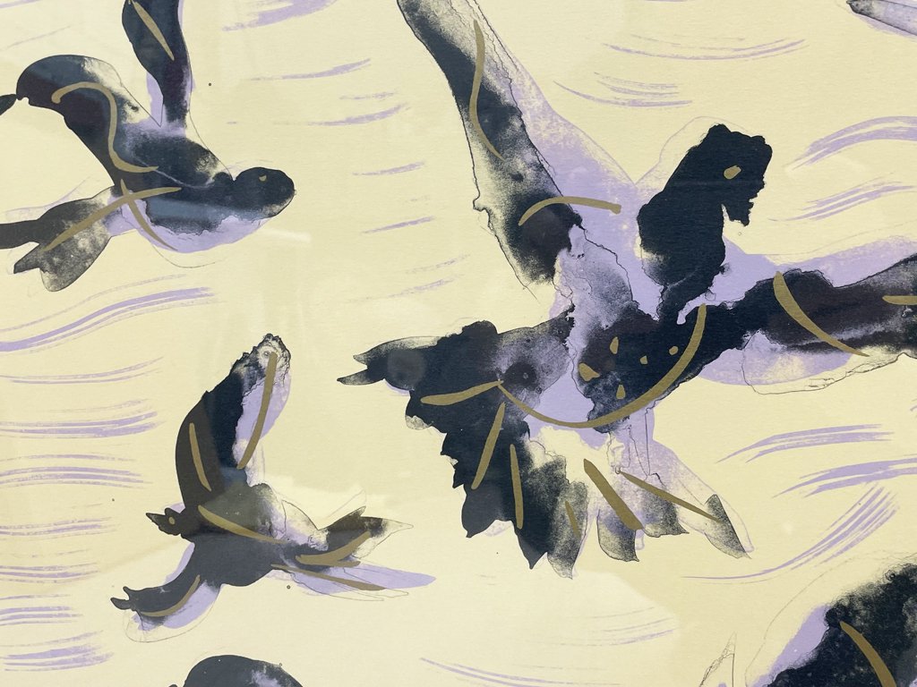池田満寿夫 リトグラフ 善光寺の鳩 版画 額装品 7/100 ●