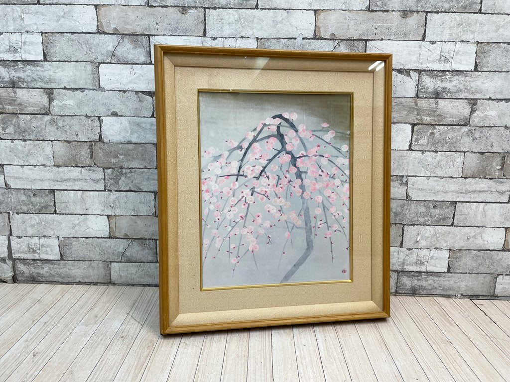 奥村土牛 リトグラフ 薄紅梅 日本画 額装品 ●