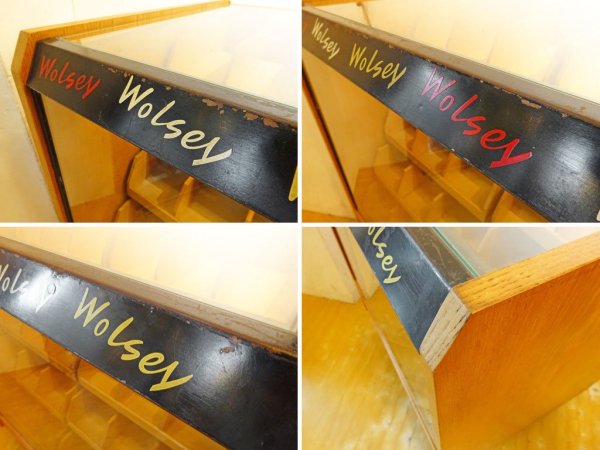UKビンテージ ウォルシー ショップディスプレイケース Wolsey sox display shop counter 店舗什器 カウンター ★
