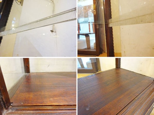 ジャパンビンテージ ガラスディスプレイ キャビネット 昭和レトロ 結霜硝子 対面ショーケース レストア済 ★