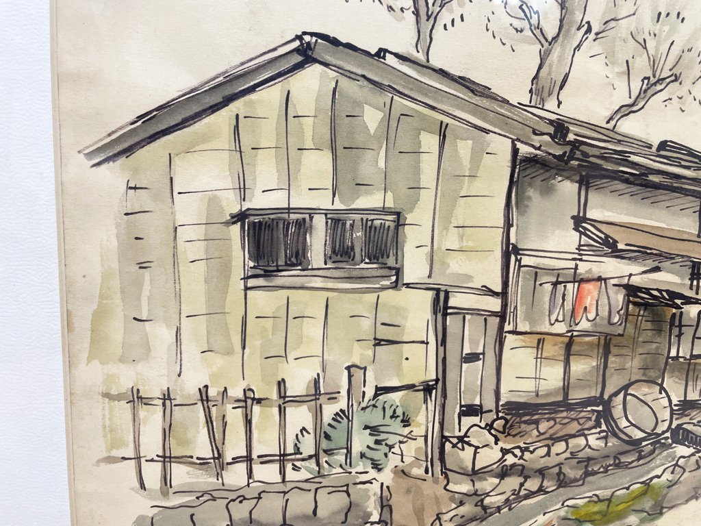 石川達三 水彩画 ペン画 第一回芥川賞受賞作家 サンデー毎日 額装品 ●