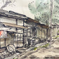 石川達三 水彩画 ペン画 第一回芥川賞受賞作家 サンデー毎日 額装品 ●