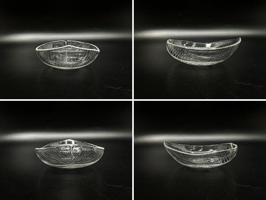 イッタラ iittala ガラスアッシュトレイ Ashtray 3268 クリア リーフ型 灰皿 タピオ・ヴィルカラ Tapio Wirkkala フィンランド 北欧ビンテージ ●