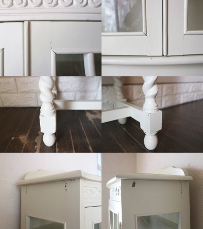 青山 キノ kino ガラス キャビネット White Glass Cabinet コレクションケース 飾り棚 定価約13万円 ◎