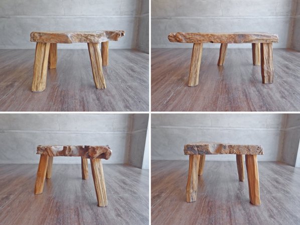 アジアンチーク 無垢材 一枚板 サイドテーブル スツール 天然木 店舗什器 ♪