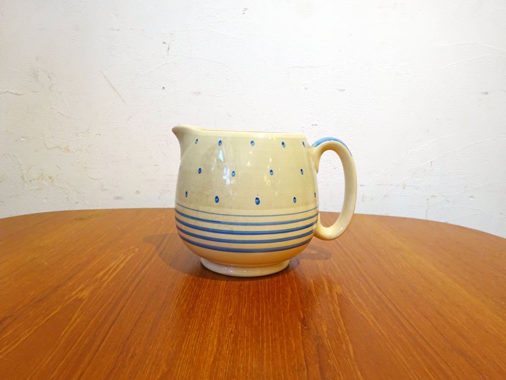 スージークーパー Susie Cooper UKビンテージ ポルカドット ブルー Polka dot ピッチャー Pitcher ジャグ 水差し 英国 ★