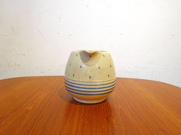スージークーパー Susie Cooper UKビンテージ ポルカドット ブルー Polka dot ピッチャー Pitcher ジャグ 水差し 英国 ★