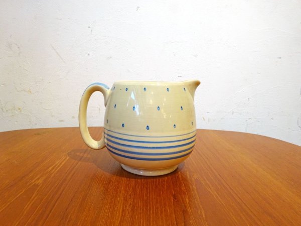 スージークーパー Susie Cooper UKビンテージ ポルカドット ブルー Polka dot ピッチャー Pitcher ジャグ 水差し 英国 ★