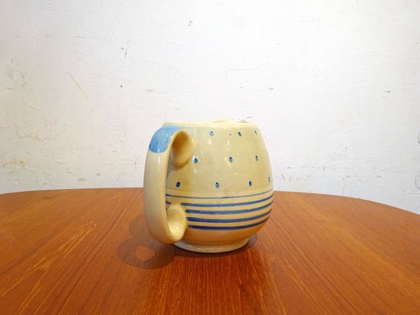 スージークーパー Susie Cooper UKビンテージ ポルカドット ブルー Polka dot ピッチャー Pitcher ジャグ 水差し 英国 ★