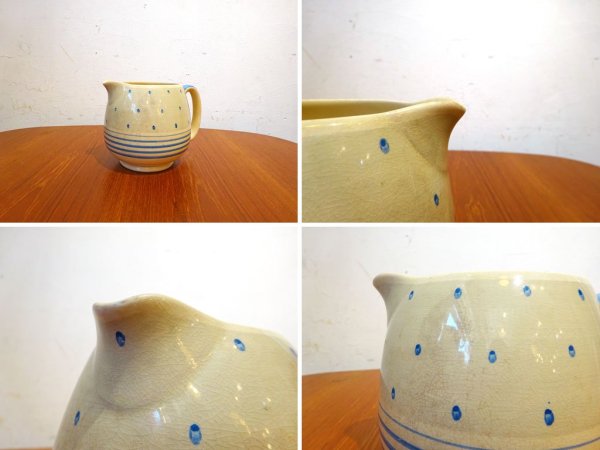 スージークーパー Susie Cooper UKビンテージ ポルカドット ブルー Polka dot ピッチャー Pitcher ジャグ 水差し 英国 ★