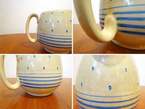 スージークーパー Susie Cooper UKビンテージ ポルカドット ブルー Polka dot ピッチャー Pitcher ジャグ 水差し 英国 ★