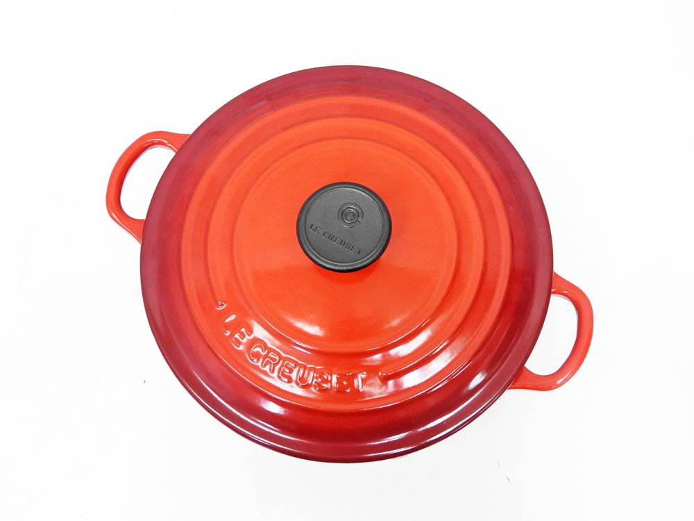 ルクルーゼ LE CREUSET シグニチャーココット・ロンド チェリーレッド Φ20cm 両手鍋 箱付 未使用品 定価￥33,000- ●