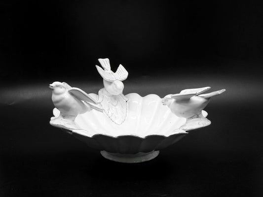 アスティエ・ド・ヴィラット Astier de Villatte マーガレット Marguerite 鳥のフルーツボウル Φ23.5cm フランス 修復痕有 ●