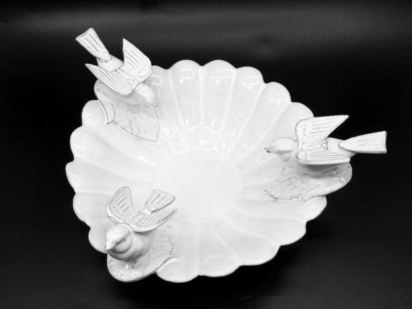 アスティエ・ド・ヴィラット Astier de Villatte マーガレット Marguerite 鳥のフルーツボウル Φ23.5cm フランス 修復痕有 ●