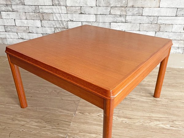 ビンテージスタイル Vintage Style サイドテーブル ローテーブル チーク材 スクエア 70cm角 レトロ ●