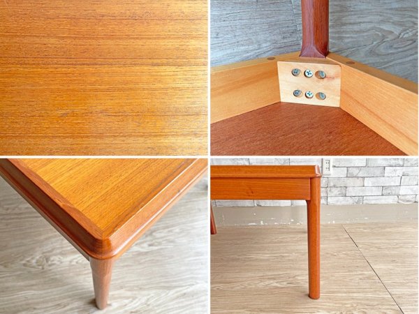 ビンテージスタイル Vintage Style サイドテーブル ローテーブル チーク材 スクエア 70cm角 レトロ ●