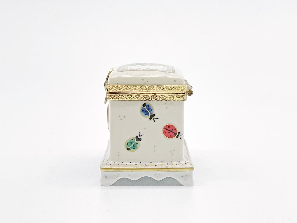 リモージュ LIMOGES 陶製 ボックス ピルケース 小物入れ てんとう虫 ハンドペイント 金彩 フランス ●
