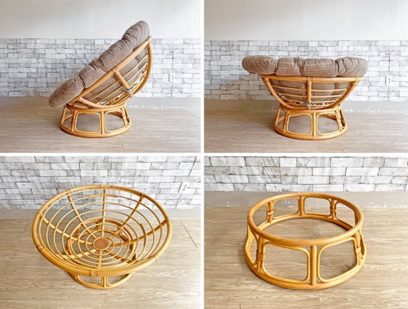 アクメファニチャー ACME Furniture ウィッカー Wicker イージーチェア ＆ スツール 2点セット ラタンフレーム ベージュ 合計定価:113,300円 ●