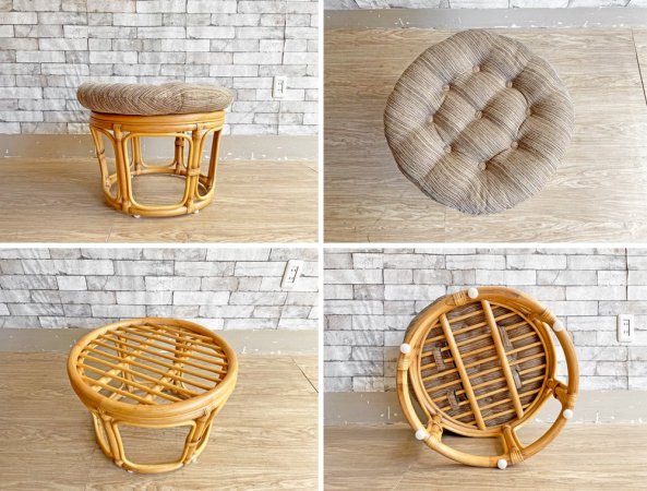 アクメファニチャー ACME Furniture ウィッカー Wicker イージーチェア ＆ スツール 2点セット ラタンフレーム ベージュ 合計定価:113,300円 ●