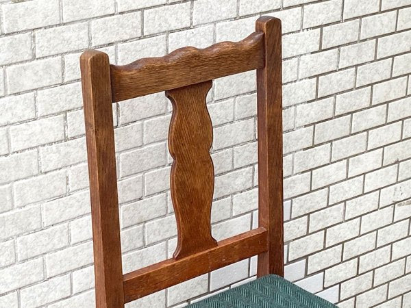 UKビンテージ 英国アンティーク オーク無垢材 ダイニングチェア クラシカル グリーン ■