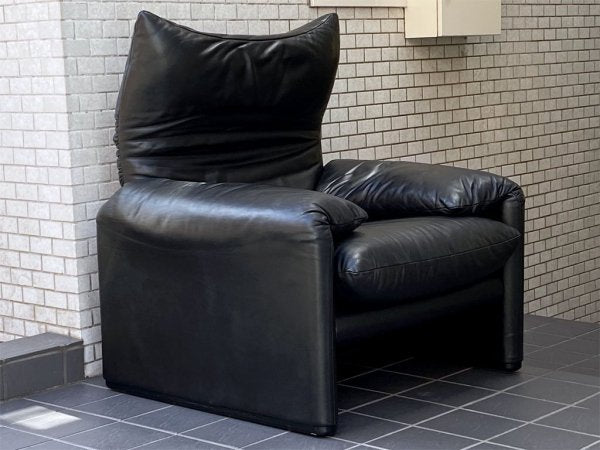 カッシーナ イクスシー Cassina ixc. 675 マラルンガ MARALUNGA 1Pソファ 本革 ブラック ヴィコ・マジストレッティ ■