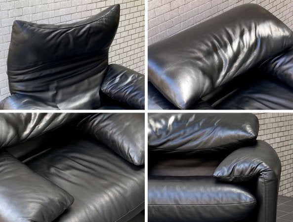 カッシーナ イクスシー Cassina ixc. 675 マラルンガ MARALUNGA 1Pソファ 本革 ブラック ヴィコ・マジストレッティ ■