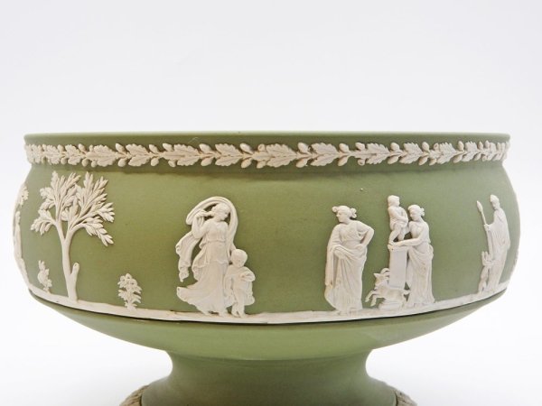 ウェッジウッド WEDGWOOD ジャスパー Jasper コンポート 高台 ボウル セージグリーン ●