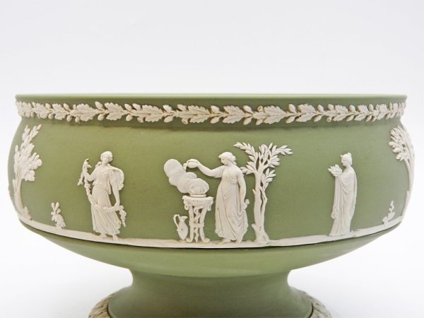 ウェッジウッド WEDGWOOD ジャスパー Jasper コンポート 高台 ボウル セージグリーン ●