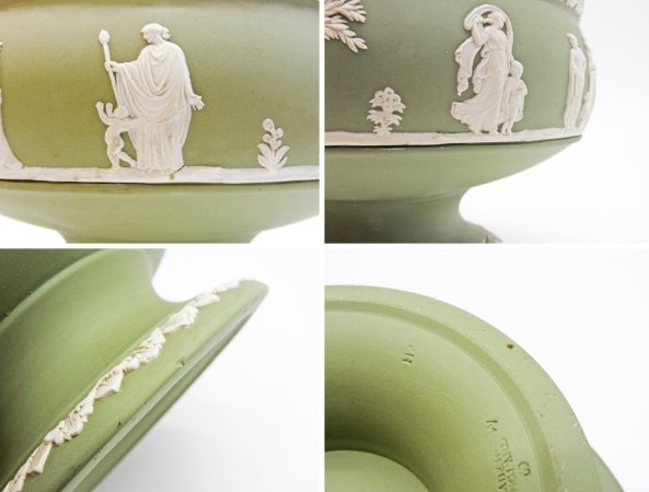 ウェッジウッド WEDGWOOD ジャスパー Jasper コンポート 高台 ボウル セージグリーン ●