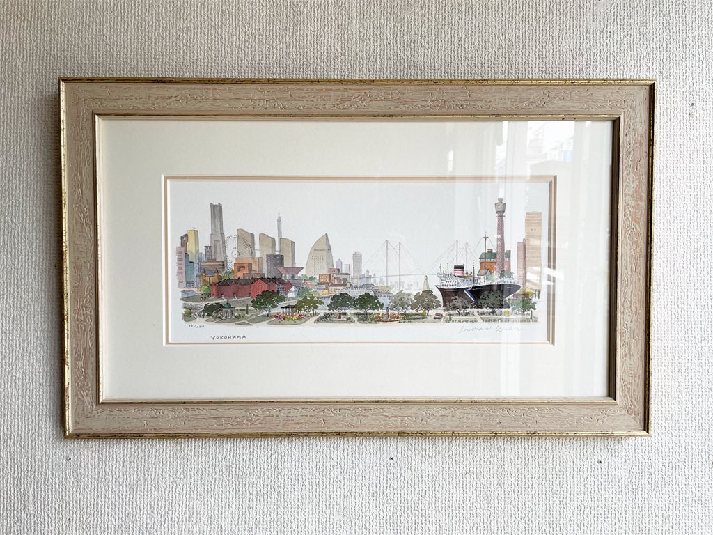 レオナルド ウェーバー  Leonard Weber 横浜 yokohama 35/250 リトグラフ ジグレー 版画 風景画 サイン有 アメリカ 海外作家 ●