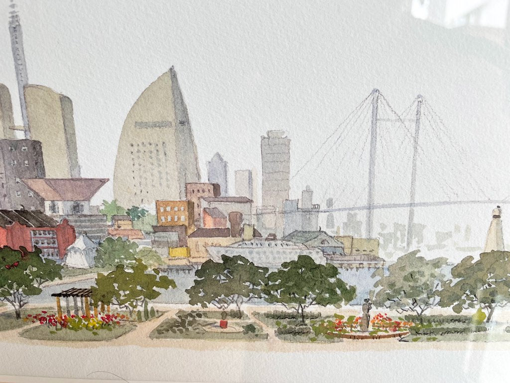 レオナルド ウェーバー  Leonard Weber 横浜 yokohama 35/250 リトグラフ ジグレー 版画 風景画 サイン有 アメリカ 海外作家 ●