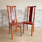 イタリアモダンデザイン Italian Modern ハイバックダイニングチェア ビーチ材 レザーシート 本革 ブラウン系 2脚セット ●
