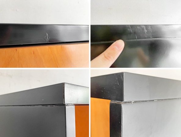 イタリアモダンデザイン Italian Modern セパレートキャビネット ブラック × ナチュラル ツートンカラー シェルフ 飾り棚 収納棚 H162.5cm 札幌ファニシング 取扱 ●