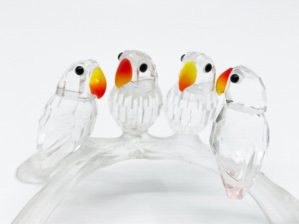 スワロフスキー SWAROVSKI ベビーラブバーズ Baby Lovebirds インコ クリスタルガラス オブジェ フィギュリン オーナメント インテリア ●