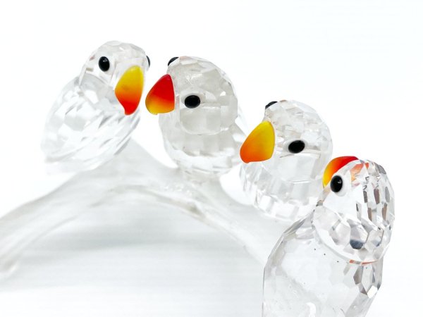 スワロフスキー SWAROVSKI ベビーラブバーズ Baby Lovebirds インコ クリスタルガラス オブジェ フィギュリン オーナメント インテリア ●