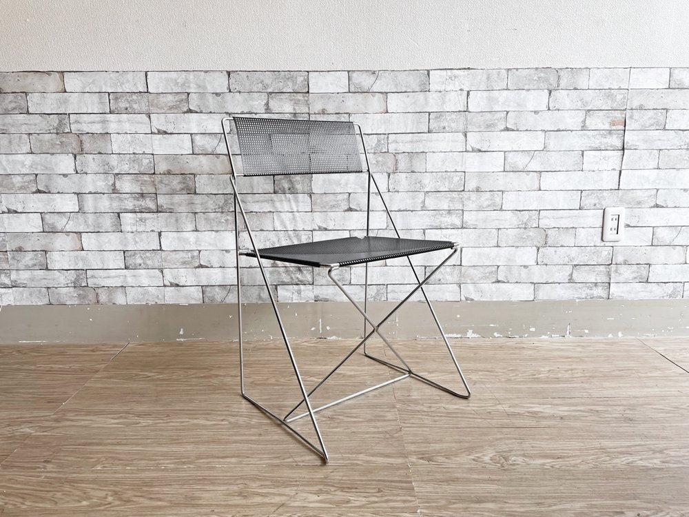 HYBODAN社 ビンテージ エックスラインチェア X-LINE Chair ダイニングチェア ニルス・J・ハウゲセン スチール パンチングメタル イタリア ●