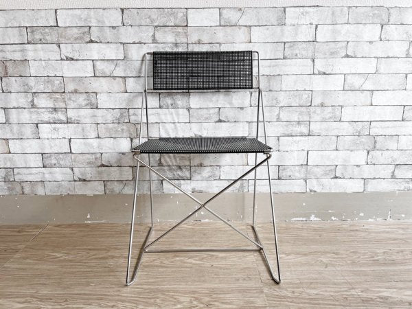 HYBODAN社 ビンテージ エックスラインチェア X-LINE Chair ダイニングチェア ニルス・J・ハウゲセン スチール パンチングメタル イタリア ●