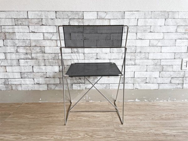 HYBODAN社 ビンテージ エックスラインチェア X-LINE Chair ダイニングチェア ニルス・J・ハウゲセン スチール パンチングメタル イタリア ●