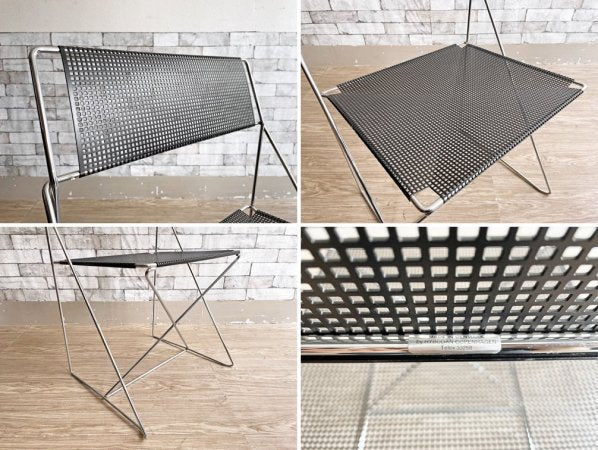 HYBODAN社 ビンテージ エックスラインチェア X-LINE Chair ダイニングチェア ニルス・J・ハウゲセン スチール パンチングメタル イタリア ●