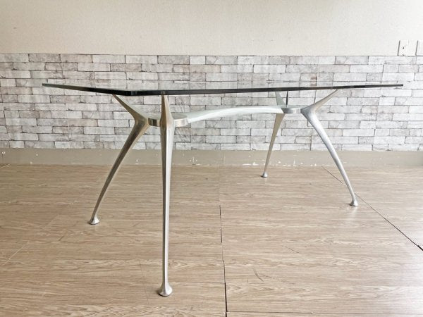 ロナルドシュミット Ronald Schmitt ダイニングテーブル ガラストップ アルミダイキャスト W180cm モダンデザイン スペースエイジ IDC大塚家具 取扱い ●