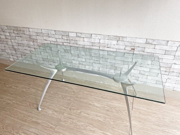 ロナルドシュミット Ronald Schmitt ダイニングテーブル ガラストップ アルミダイキャスト W180cm モダンデザイン スペースエイジ IDC大塚家具 取扱い ●