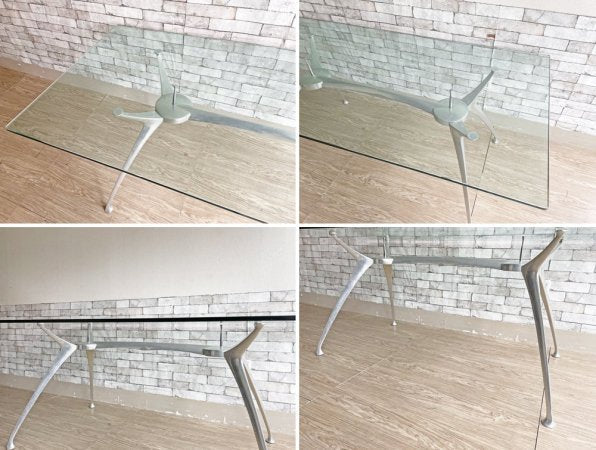ロナルドシュミット Ronald Schmitt ダイニングテーブル ガラストップ アルミダイキャスト W180cm モダンデザイン スペースエイジ IDC大塚家具 取扱い ●