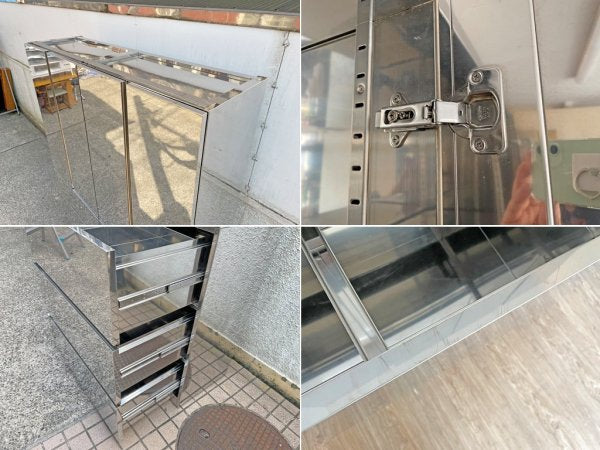 オーダーメイド 大型ステンレスキャビネット 304ステンレス ファイリングキャビネット キッチン収納 店舗什器 モダンデザイン ●